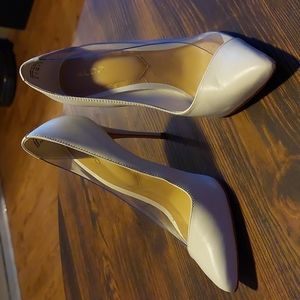 Aldo 4" heels white with clear side.